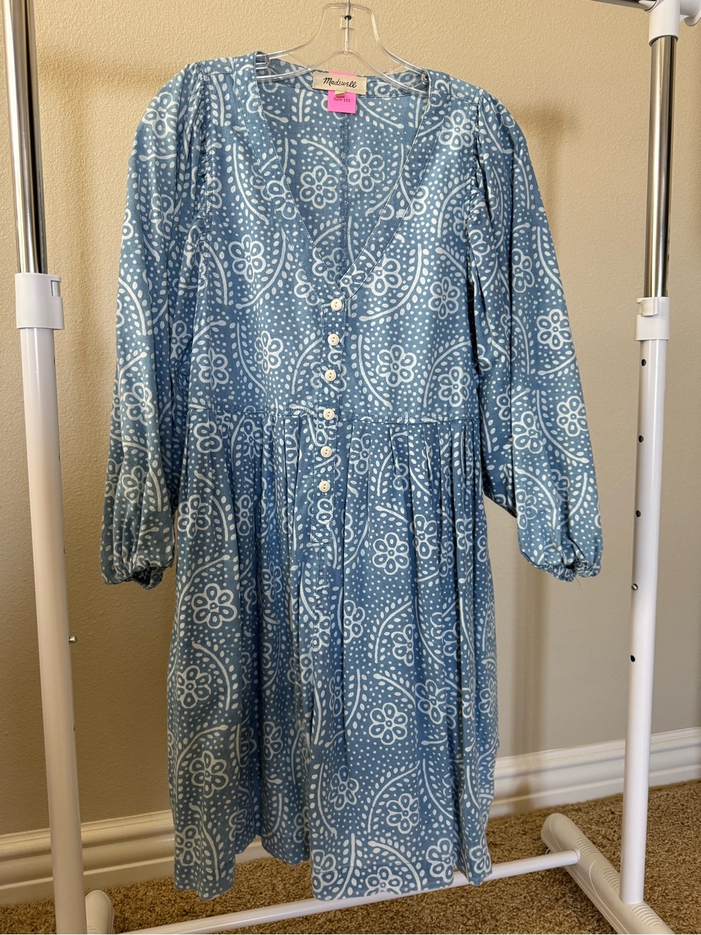 Madewell Light Blue Paisley Print Dress L GUC  (155)